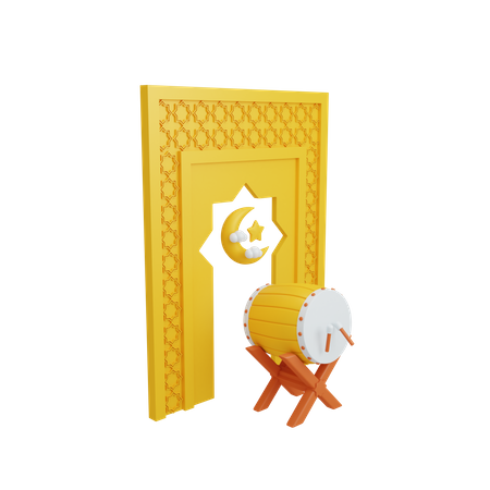 Islamic decoration with bedug drum  3D Icon