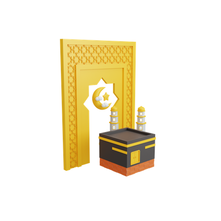 Islamic decoration with kaaba  3D Illustration