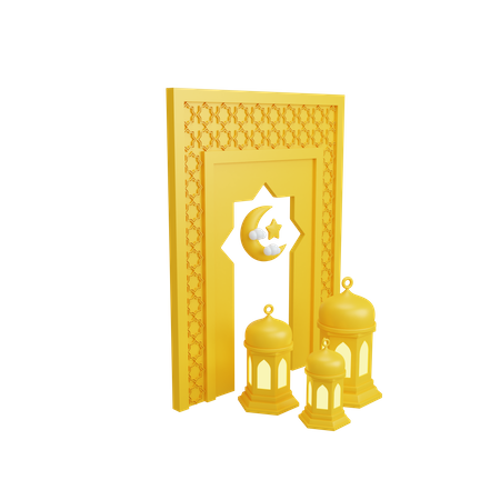 Islamic decoration with lantern  3D Icon