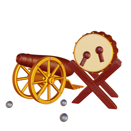 Islamic Drum And Cannon  3D Icon