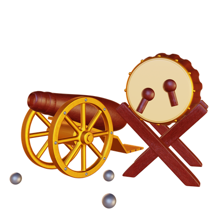 Islamic Drum And Cannon 3D Illustration
