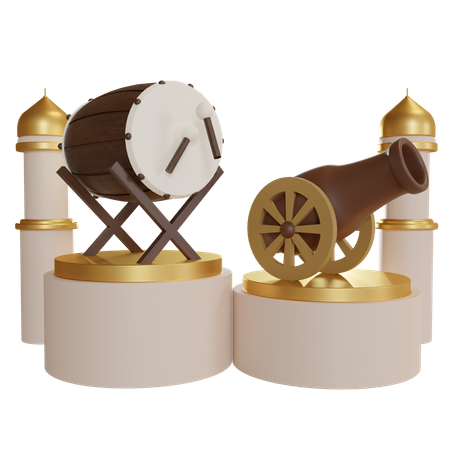 Islamic Drum And Cannon Podium  3D Icon
