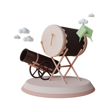 Islamic Drum And Cannon Podium  3D Illustration