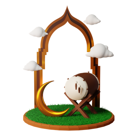 Islamic drum podium  3D Illustration