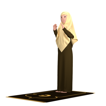 Islamic female in Takbir Pose  3D Illustration