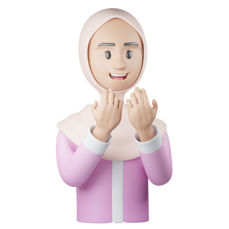 Islamic Girl Pray  3D Icon