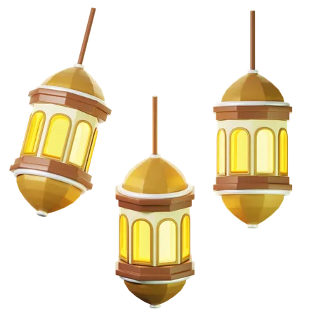 3 D Icon Lantern Ramadhan On Three Points Of View On Transparent Background 3 D Illustration High Resolution 3D Icon