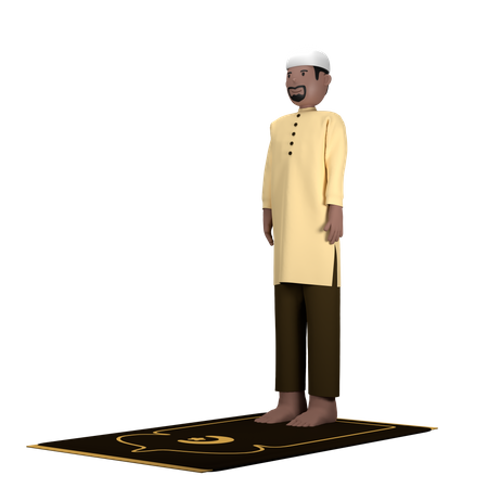 Islamic Male in Itidal Pose  3D Icon