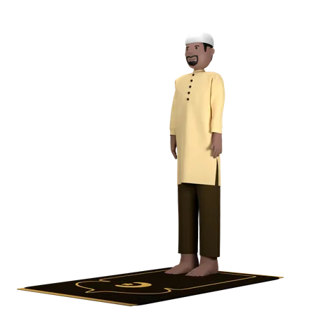 Islamic Male in Itidal Pose  3D Illustration