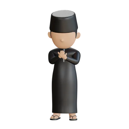 Islamic Man Doing Namaz Prayer  3D Illustration