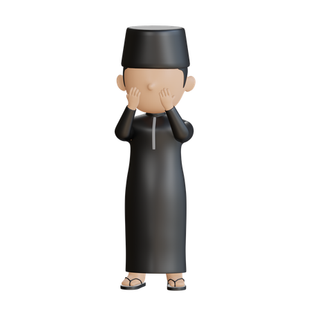 Islamic Man Doing Prayer  3D Illustration