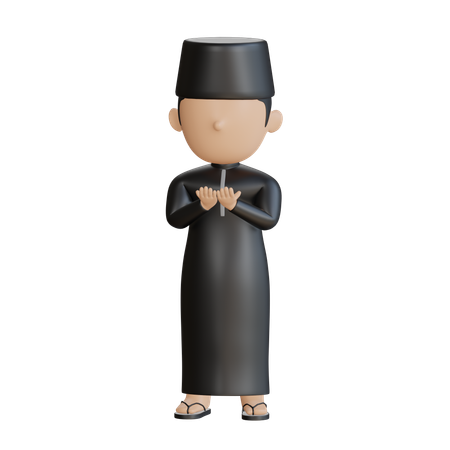 Islamic Man Doing Prayer  3D Illustration