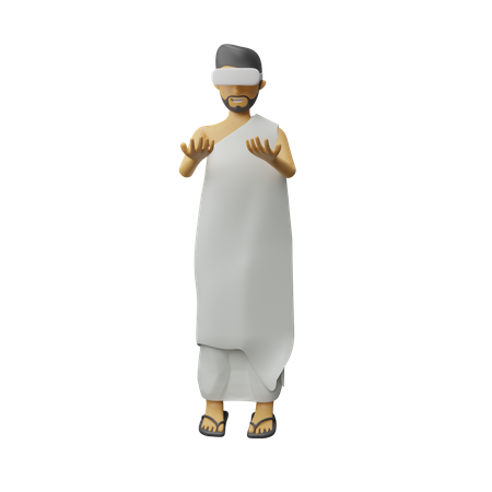 Islamic man enjoying virtual world  3D Illustration