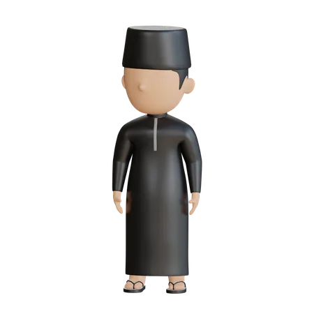 Islamic Man Giving Standing Pose  3D Illustration