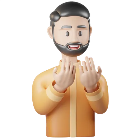 Islamic Man Pray  3D Icon