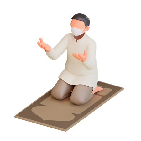 Islamic Man Praying  3D Illustration