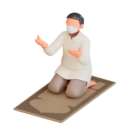 Islamic Man Praying 3D Illustration