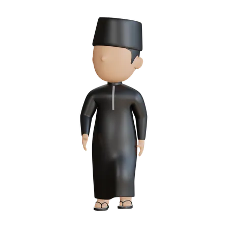 Islamic Man Walking  3D Illustration