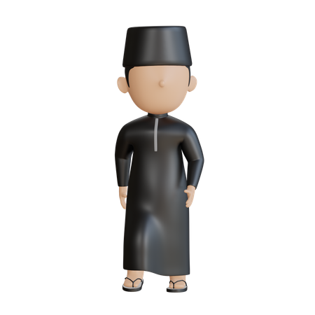 Islamic Man Walking  3D Icon