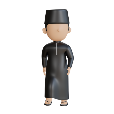 Islamic Man Walking  3D Illustration