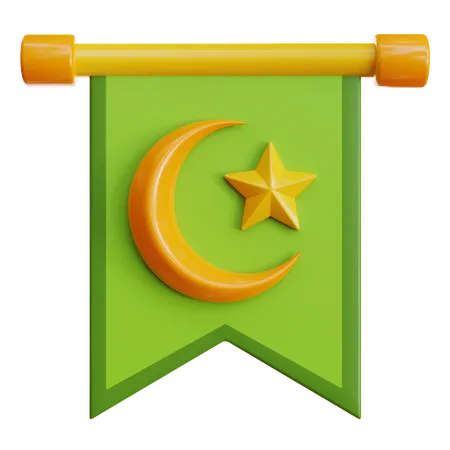 Islamic Pennant 3 D Illustration Suitable For Your Projects Related To Islamic Muslim And Ramadan Theme 3D Icon