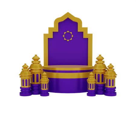 Islamic podium with decoration 3D Illustration