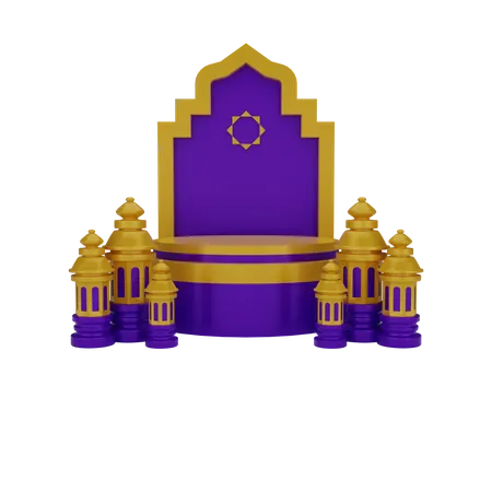 Islamic podium with decoration  3D Illustration