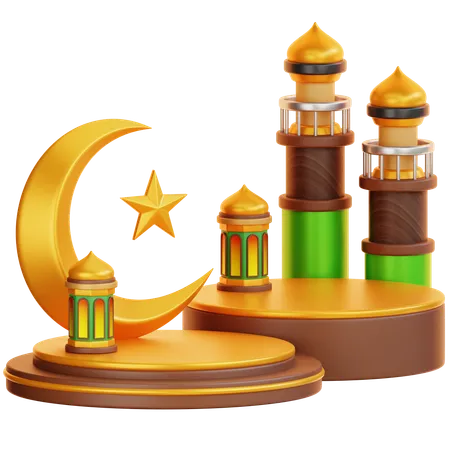 Islamic Ramadan Podium  3D Illustration