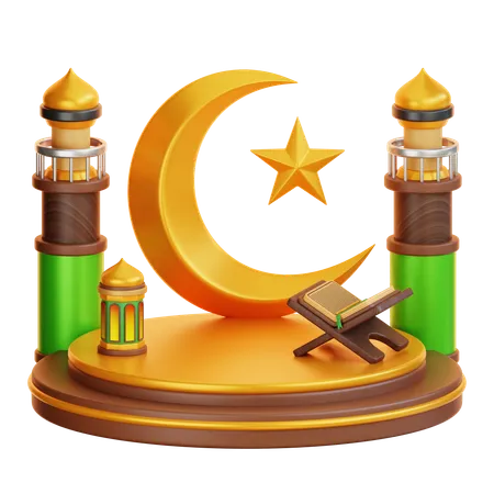 Islamic Ramadan Podium  3D Illustration