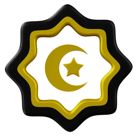 Islamic Shape With Moon And Stars  3D Icon