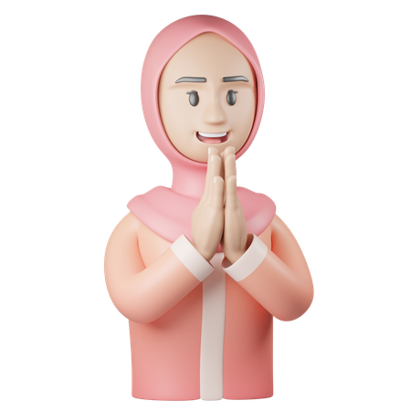 Islamic Woman Forgiving  3D Icon