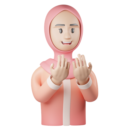 イスラム教徒の女性の祈り  3D Icon