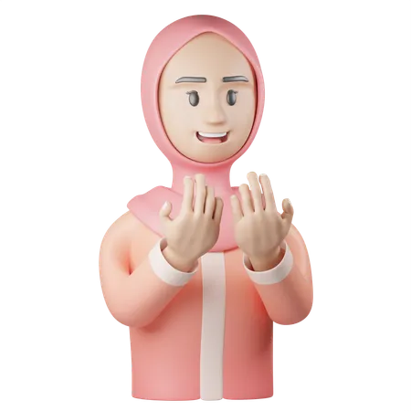 イスラム教徒の女性の祈り  3D Icon