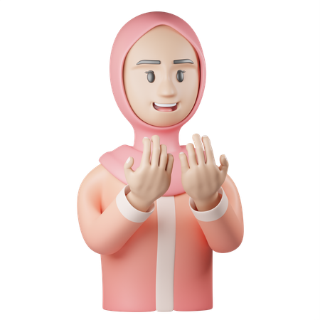 Islamic Woman Pray  3D Icon