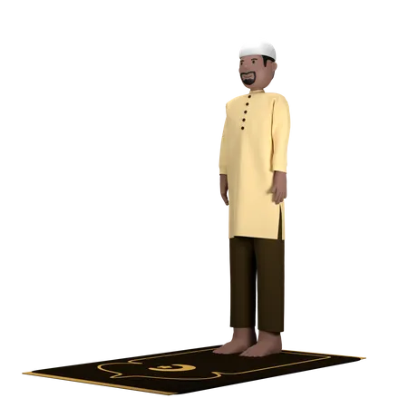 Homme islamique en pose de sobriété  3D Illustration