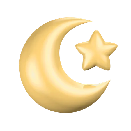 Étoile de lune islamique  3D Illustration