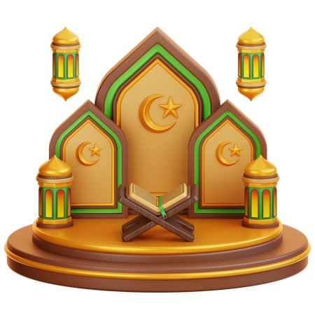 Podium du ramadan islamique  3D Illustration