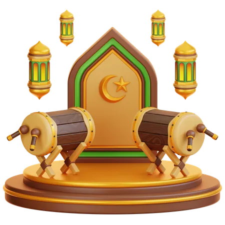 Podium du ramadan islamique  3D Illustration