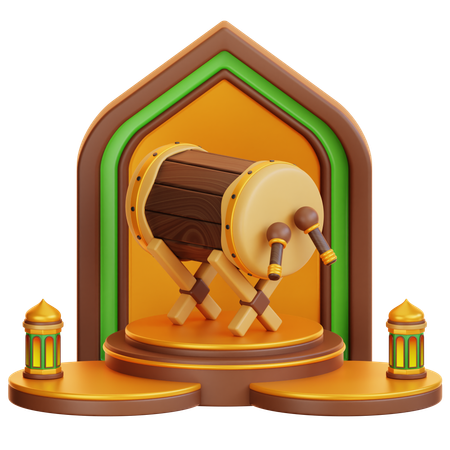 Podium du ramadan islamique  3D Illustration