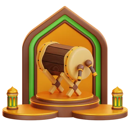 Podium du ramadan islamique  3D Illustration