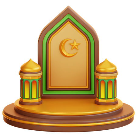 Podium du ramadan islamique  3D Illustration