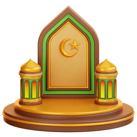 Podium du ramadan islamique  3D Illustration