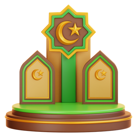 Podium du ramadan islamique  3D Illustration