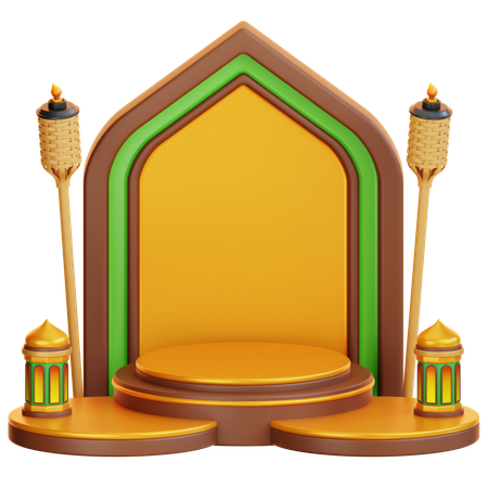 Podium du ramadan islamique  3D Illustration