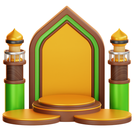 Podium du ramadan islamique  3D Illustration