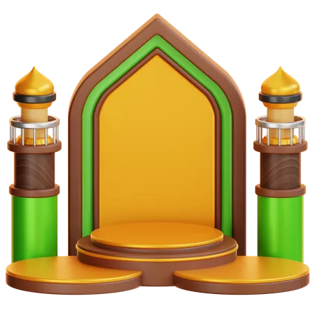 Podium du ramadan islamique  3D Illustration