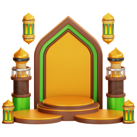 Podium du ramadan islamique  3D Illustration