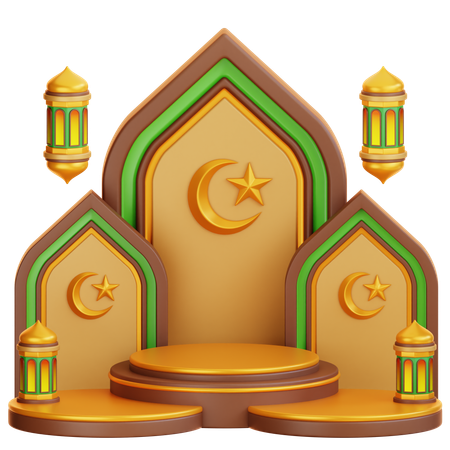 Podium du ramadan islamique  3D Illustration