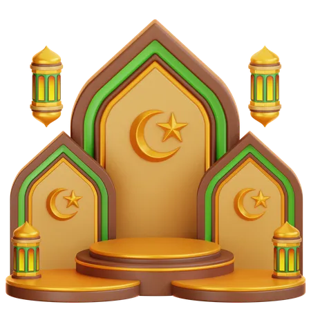 Podium du ramadan islamique  3D Illustration