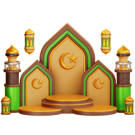 Podium du ramadan islamique  3D Illustration